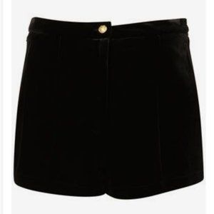 TopShop Black Velvet Shorts, Size 10
